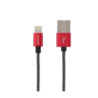 First Champion MFi Lightning Cable - PET Braided with Metallic Casing - 120cm - Red