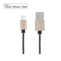 First Champion MFi Lightning Cable - PET Braided with Metallic Casing - 180cm - Gold