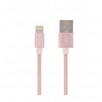 First Champion MFi Lightning Cable - PET Braided with Metallic Casing - 180cm - Rose