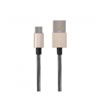 First Champion microUSB Cable - PET Braided with Metallic Casing - 100cm - Gold