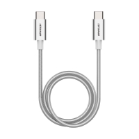 First Champion USB Type-C to Type-C Cable - Nylon Braided with Metallic Casing - 200cm - Silver