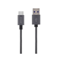 First Champion USB 3.1 Type-C to USB Male Cable - 100cm<br/>Metallic & PET Braided - Drak Grey