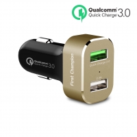 First Champion USB Car Charger - EL-730WQC3 - 2 x USB with Quick Charge 3.0 - Gold