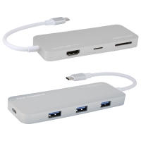 First Champion USB Type-C Hub - 7 in 1 (HDMI, USB, USB-C, Card Reader) - Silver