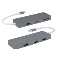 First Champion USB Type-C 集線器 - 7合1 (HDMI, USB, USB-C, Card Reader) - 灰色