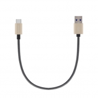 First Champion USB 3.1 Type-C to USB Male Cable - 30cm<br/>Metallic & PET Braided - Gold