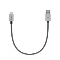 First Champion 鋁合金PET編織 USB Type-C 至 USB-A 充電傳輸線 - 30cm - 灰色
