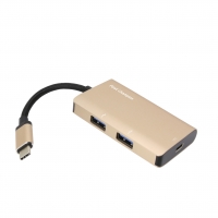 First Champion USB Type-C Hub -3 in 1 (USB & USB-C ) - Gold